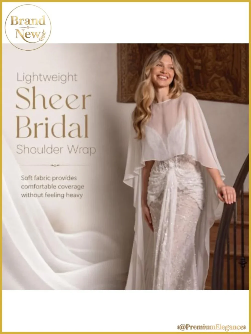 Chiffon Shawl Wrap Cape Asymmetric Front Short Back Long Bridal Cover Up